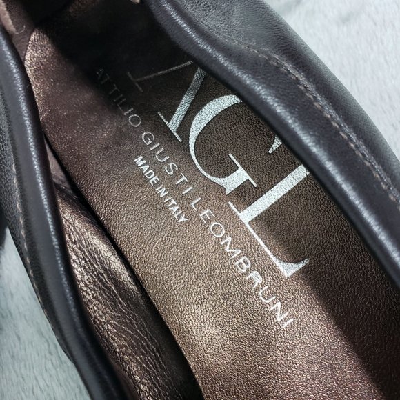 AGL Women's Italian Leather Leopard Print Toe Ballet Flats Slip On Loafers Shoes - Picture 14 of 14